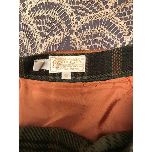 Vintage Pendleton Wool Skirt Size Small 60s Retro Green Plaid Straight A-Line - Picture 5 of 8
